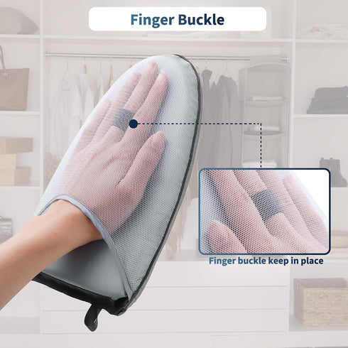 Garment Steamer Ironing Gloves with Finger Loop, Portable Anti Steam Glove, Hanging or Standing Garment Ironing Machine Board, Heat Resistant Stea...