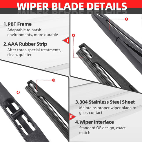 Rear Windshield Wiper Arm Blade Set for Hyundai Santa Fe 2013-2017...