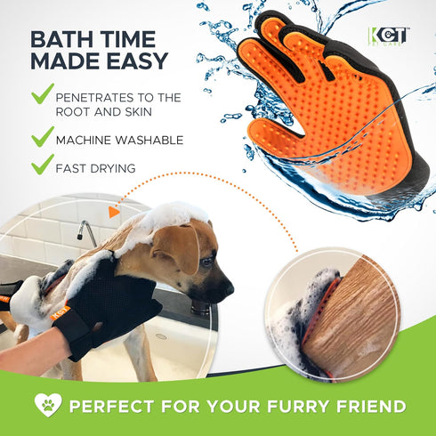 Pet Grooming Gloves - Gentle Deshedding and Washing Glove - Cat Grooming Glove - Dog Grooming Gloves - 260 Silicone Tips Per Dog Brush Gloves for ...