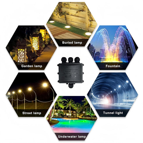 IP68 Waterproof Junction Box, 4-Way Outdoor Cable Connectors with 4 Cable M25 Gland Wire Connector Electrical Junction Box for 4-14 mm Diameter Ca...