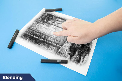Pacific Arc Compressed Charcoal Sticks Hard 12 Pack for Drawing, Sketching, and Shading...