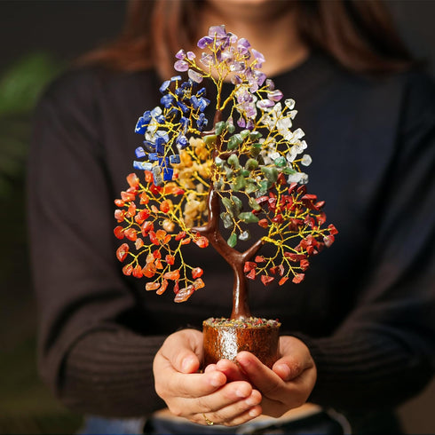 Seven Chakra Gemstone Tree With Chakra Pendant, Crystal Tree, Fake Plants Home Decor, Crystals, Birthday Gifts for Women, Crystals and Healing Sto...