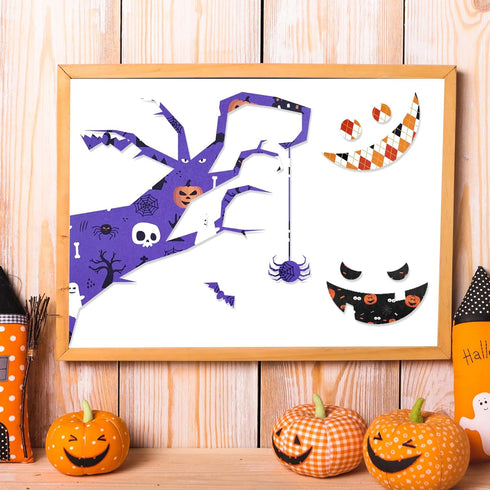 Reofrey 24 Sheets Halloween Pattern Paper Set, 6"x6" Scrapbook Paper Pad Single-Sided Pattern Paper Pack, Scrapbooking Supplies Kit Craft Paper Gh...