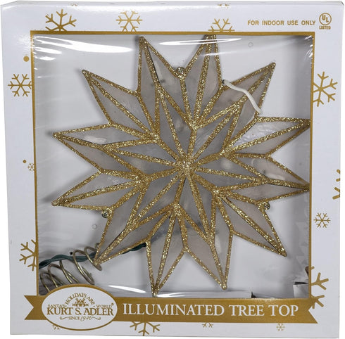 Kurt S. Adler 9.06-Inch UL 10-Light 12-Point Gold Capiz Star Treetop Tree Topper...