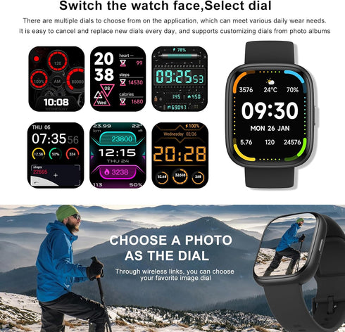 Smart Watch Bulit in Alexa 1.83" Smartwatch for Men Women IP68 Waterproof, 100+ Sport Modes Fitness Activity Tracker, Support swimming Heart Rate ...