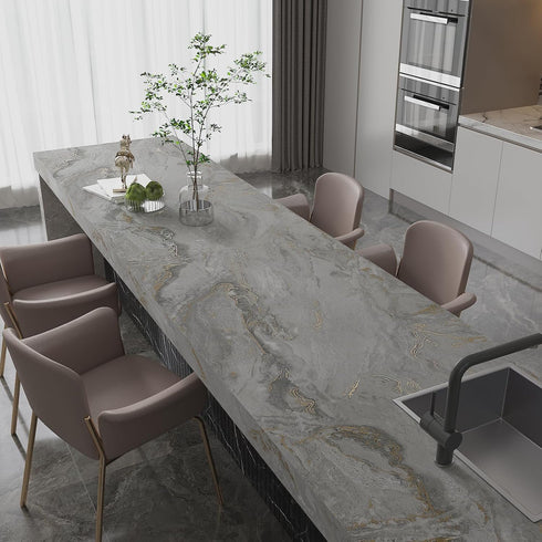 12”x100” Gold Grey Matte Marble Contact Paper for Countertops Waterproof Peel and Stick Countertops Marble Wallpaper for Bathroom Self Adhesive Co...