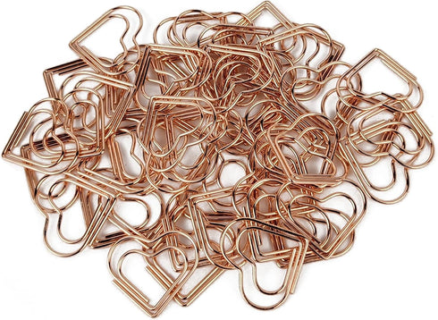 50 Pcs Cute Paper Clips Suitable for Children Ladies Wedding Decoration Document Notes Organization Office Supplies Heart Paper Clips (Rose Gold)...