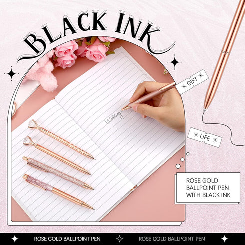 8 Pcs Ballpoint Pen for Women Fancy Black Ink Pens Gifts for Journaling Liquid Sand Glitter Pen Bridal Shower Gifts for Wedding Women Office Desk ...