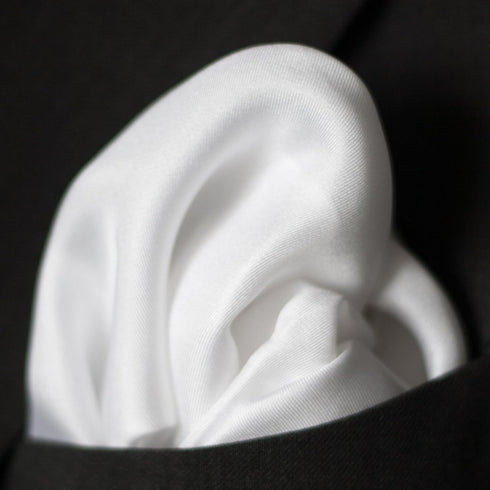Fine White 100% Silk Pocket Square for Men Full-Sized 17"x17"...