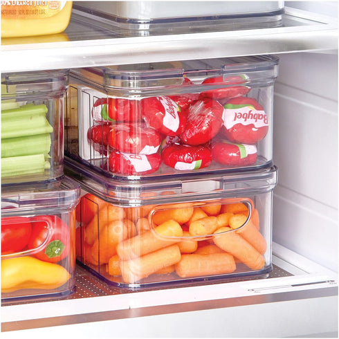 iDesign Crisp Plastic Refrigerator and Pantry Bin, Modular Stacking Food Storage Box for Freezer, Fridge, Office, Cabinet, Bathroom, BPA Free, 6.3...