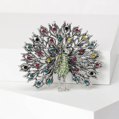 4 PCS Multicolor Rhinestone Crystal Peacock Brooch Pin Lapel Pin for Women (4 colors)...