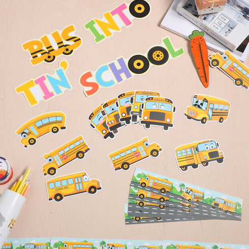 TaoBary 70 Pcs School Bus Bulletin Board Cutouts Decor School Bus Cut Outs Themed Classroom Bulletin Board Supplies Decoration Set for Party Schoo...