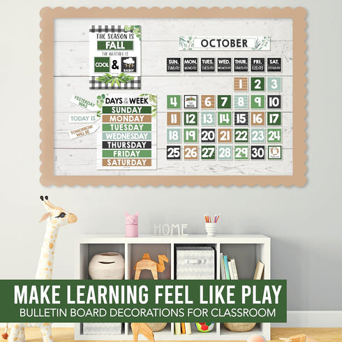 Hadley Designs Farmhouse Classroom Calendar Set Bulletin Board Sets For Teachers - Bulletin Board Calendar, School Calendar For Classroom, Classro...