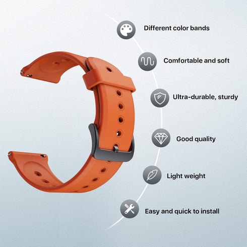 Ticwatch Pro 5 Smartwatch Band Replacement 24mm Width Silicone Watch Strap Quick Release Genuine Watch Band Only for Pro 5 Watch, Bonfire Orange...