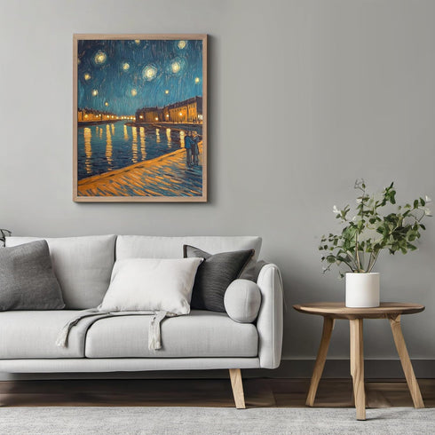 Posterizer 1 pcs-classic oil painting style inspired-romantic river in france 1-Vintage Art-Landscape & Nature Art-Gift for Art Lovers- unframed w...