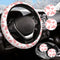 Pink Cow Print Steering Wheel Cover for Women Men with 2 Pcs Car Coasters, Universal 14.5-15 Inch Rainbow Steering Wheel Covers Non-Slip Car Acces...