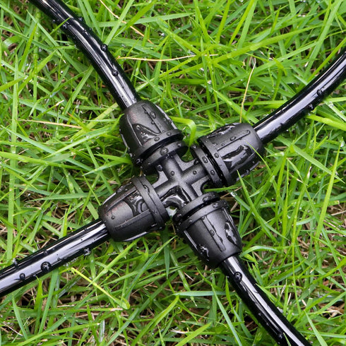 1/4" Drip Irrigation Fittings, 26 Pcs Lock Barbed Cross Connectors for 1/4 Inch Drip Irrigation Tubing Drip Line 4 Way T Parts with Lock Nut for G...