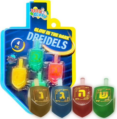 Izzy 'n' Dizzy Hanukkah Dreidels - Glow in The Dark Dreidel - 4 Pack Medium...