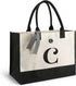 YOOFAN Initial Canvas Tote Bag - Personalized Monogrammed Gift Tote Bag for Wedding, Birthday, Beach, Holiday - Gift for Women, Mom, Teachers, Fri...
