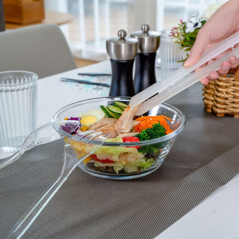 Plastic Serving Utensils, 9" Clear Disposable Utensils 18 Pack, 6 Serving Tongs, Spoons, Forks...