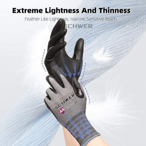 Schwer AIR-SKIN Cut Resistant Gloves AR5918 with Extreme Lightweight&Thin, Level 5 Wire Metal Gloves for Refined Work, Touch-screen, Fiberglass-fr...