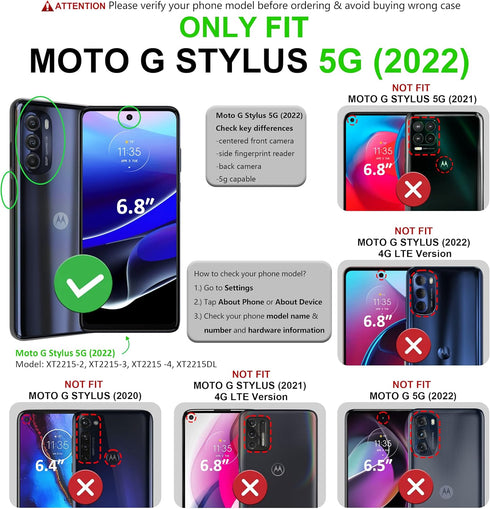 PUJUE for Motorola Moto G-Stylus 5G-2022 Case: Silicone Shockproof Protective Cell Phone Case - Slim Rugged Dual Layer 360 Full Protection Sturdy ...