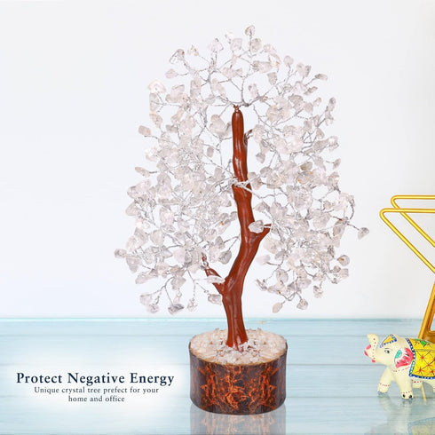 YATHABI Clear Quartz - Crystal Tree - Gemstone - White Money Tree - Chakra Tree - Quartz Crystal - Crystal Bonsai Tree - Tree of Life Decor - Spir...