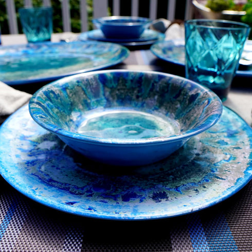 Radiance Teal Melamine 7.5" All Purpose Bowl Set of 6 – Deep Break-Resistant Bowls for Salad, Soup, Pasta, Snacks – Dishwasher Safe, Indoor/Outdoo...