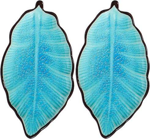 2 Pack Leaf Spoon Rest, Ceramic Ladle Holder, Modern Farmhouse Decorative Utensil Rester for Stove Top, Kitchen Counter, Dining Table, Coffee Stat...