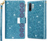Phone Case for Samsung Galaxy Note 10 Plus Note10+ 5G Wallet Cover with Screen Protector and Wrist Strap Bling Glitter Flip Zipper Card Holder Cel...