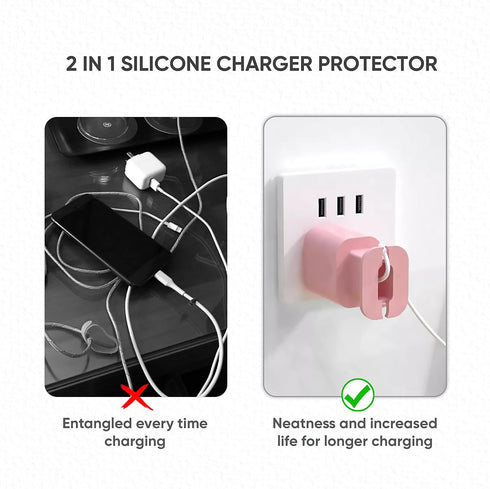 365Home 2 in 1 Silicone Charger Protector with Cord Wrap, Iphone Silicone Power Adapter Case, Snapback Charger Winder, Compatible with 18W/20W Cha...
