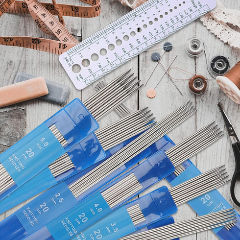 Coopay Short Double Pointed Knitting Needles Kit 20cm, Double Ended Stainless Steel Needles 2.0mm to 5.0mm, DPNS Knitting Pins Set for Beginner & ...