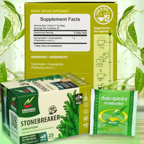 Hanan Chanca Piedra Tea - 50 Teabags of Chanca Piedra Stone Breaker Tea Leaves Wild-Grown in Peru...