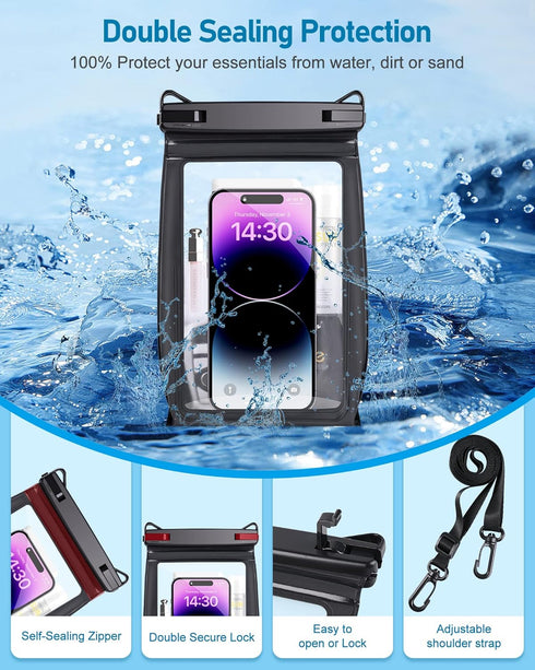 Large Waterproof Phone Pouch, Floating Dry Bag for iPhone 14 13 12 11 Pro Max Galaxy S22 S21 Large Capacity Waterproof Bag Sunscreen Glasses Stora...
