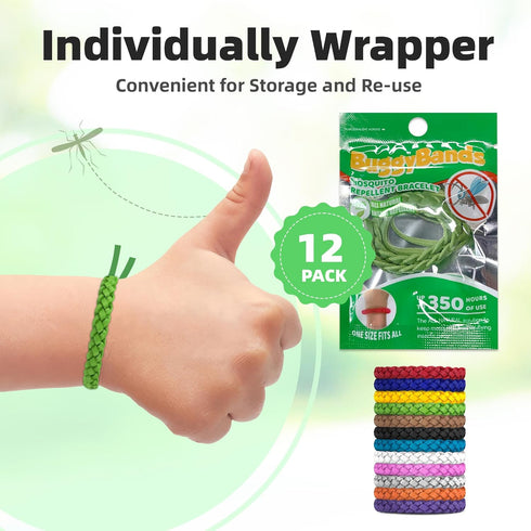 12 Pack Mosquito Repellent Bracelets, DEET-Free, Individually Wrapped PU Leather Insect & Bug Repellent Wrist Bands...