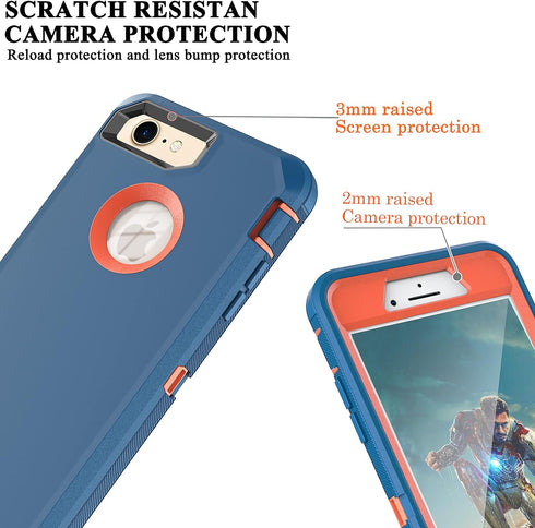 YmhxcY for iPhone SE Case 2022/2020,iPhone 8/7 with Built in Screen Protector Drop Proof 3-Layer Durable Cover/Shockproof Armor Drop Protection Ca...