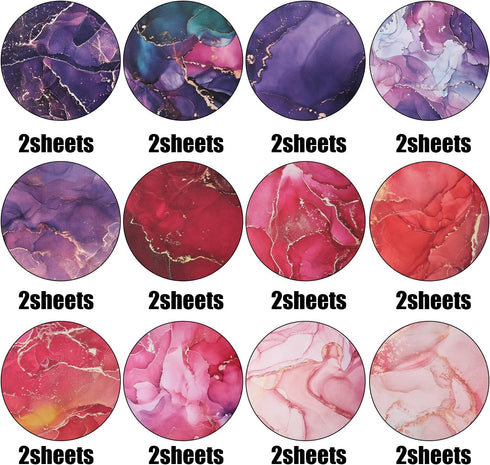 24pcs 6 x 6 Inch Marbled Scrapbook Paper, 12 Styles Aesthetic Paper Sheets Bronzing Design Single Sided Decorative Marble Pattern Paper Pad Craft ...