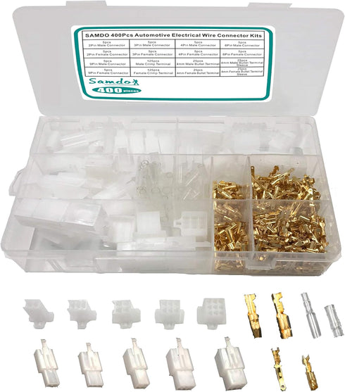 400Pcs 2.8mm 2 3 4 6 9 Pin Automotive Electrical Wire Connector Male Female Socket Plug Header Crimp Wire Terminals Kit for Boat, Car, Motorcycle...