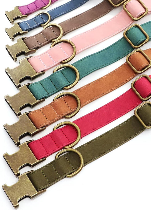 Didog Soft Leather Dog Collar, Durable Heavy Duty Dog Collars with Quick Release Metal Buckle, Adjustable Pink Dog Collar Leather for Large Medium...