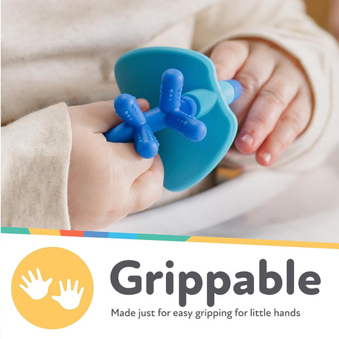 Nuby Geo Zoos Massaging Teether - Baby Teething Toy - Soft Easy Grip - 3+ Months - Elephant...