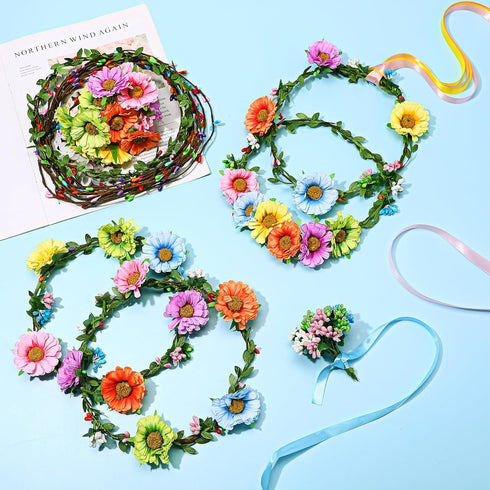 Syhood Daisy Crowns Making Kit, 109 Pieces Parts, Make Your Own Flower Crown Wreath Headbands and Bracelets Craft Kit Hair Accessories Handmade DI...