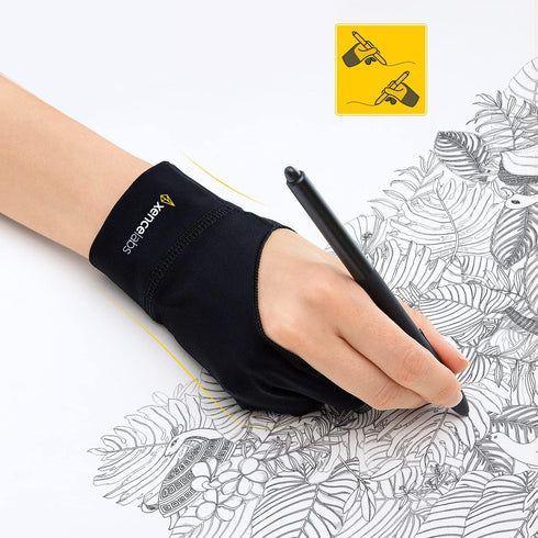 XENCELABS, Artist Glove, Drawing Glove Left Right Hand for Drawing Tablet, 2 Finger Glove for Drawing, Black Size S...