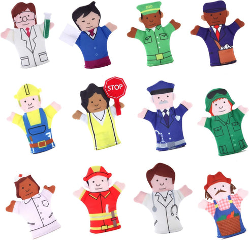 Magnet Happy Helpers People Toy Set for Fridge, Board and Refrigerator Magnets - Soft Fabric - 12 Pieces - Variety of Neighborhood People Characte...