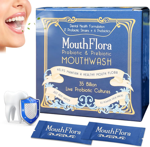 Probiotic & Prebiotic Mouthwash | Dental Health Formulation | 17 Probiotic Strains + 6 Prebiotics | 35 Billion CFUs | Concentrated Powder Formulat...