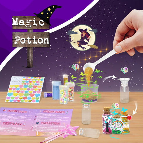 FAMOPLAY Fairy Potion Kits for Kids, DIY 18 Bottles Magical Fairy Polyjuice Potions, Creative Craft Kit Fun Magic Gift Toy for Girls 6 7 8 9 10...