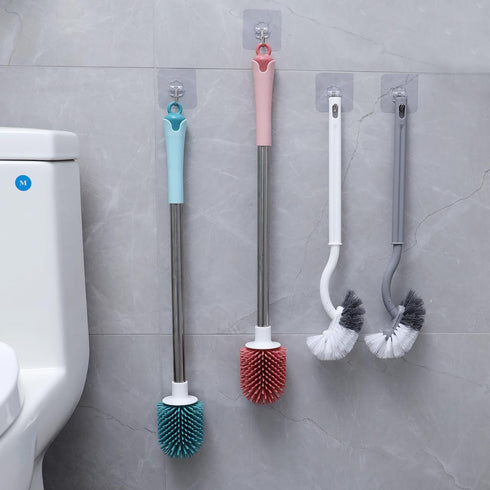 2Pcs Curved Toilet Bowl Brush Without Holder for Bathroom Deep Cleaning, Toilet Brush Durable Under The Rim Household Cleaning Brushes (Gray+White...