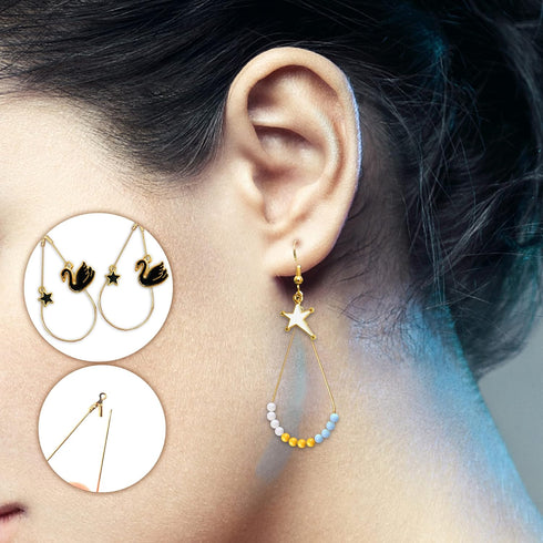 DRWATE Earring Making Kit with 740 PCS Beading Hoop Earring Finding Component Accessories Hooks Jump Rings Loop Earring Backs Beads and Charms for...