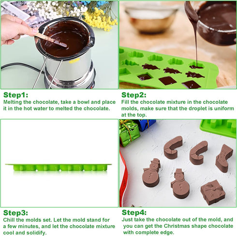 Christmas Shape Baking Mold Candy Mold Chocolate Molds including Christmas Tree Santa Head, Ideal for Christmas Party Home Baking DIY Crafts & Nov...