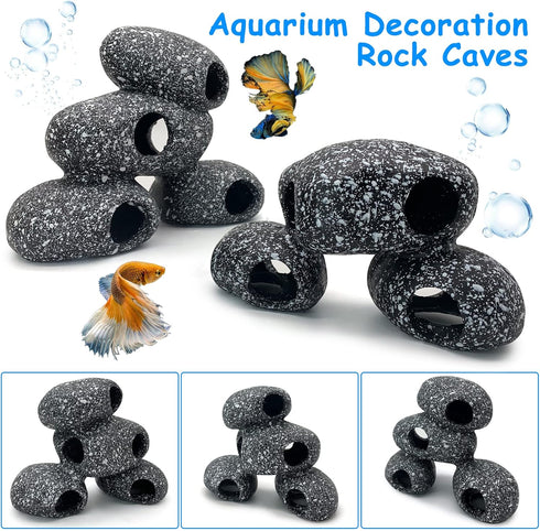 Hamiledyi Cichlid Rock Cave Betta Hideout Resin Aquarium Decoration Caves Small Fish Shelter Stone Hideaway Resin Fish Tank Accessories Ornaments ...