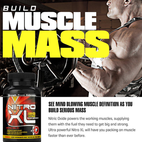 | Nitric Oxide Bodybuilding Supplement – with L-Arginine | Build Muscle Mass – Get Ripped – Boost Performance – Increase Endurance & Stamina – Int...
